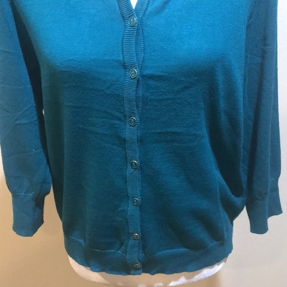 Teal Button Front 3/4 Sleeved Cardigan-Size XLP - Picture 6 of 9